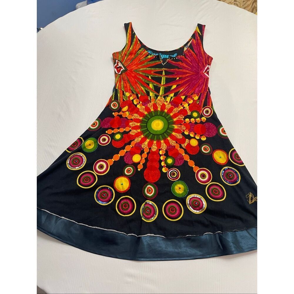 Desigual Women’s Multicolor Hippie Boho Chic Dress Size Medium